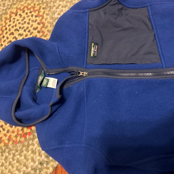 L.L. Bean Kids Royal Blue fleece Jacket hooded size 14-16 - Picture 2 of 6
